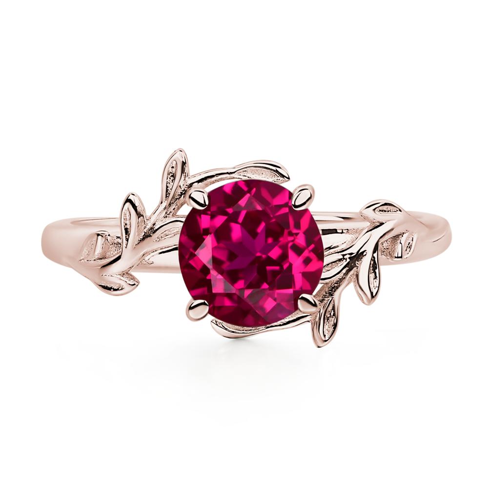 Vine Ruby Solitaire Engagement Ring - LUO Jewelry #metal_14k rose gold