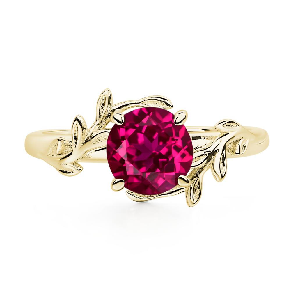 Vine Ruby Solitaire Engagement Ring - LUO Jewelry #metal_18k yellow gold