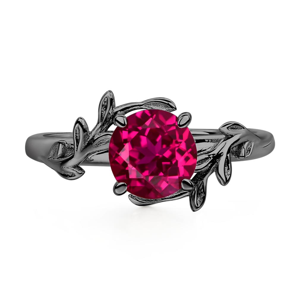 Vine Ruby Solitaire Engagement Ring - LUO Jewelry #metal_black finish sterling silver