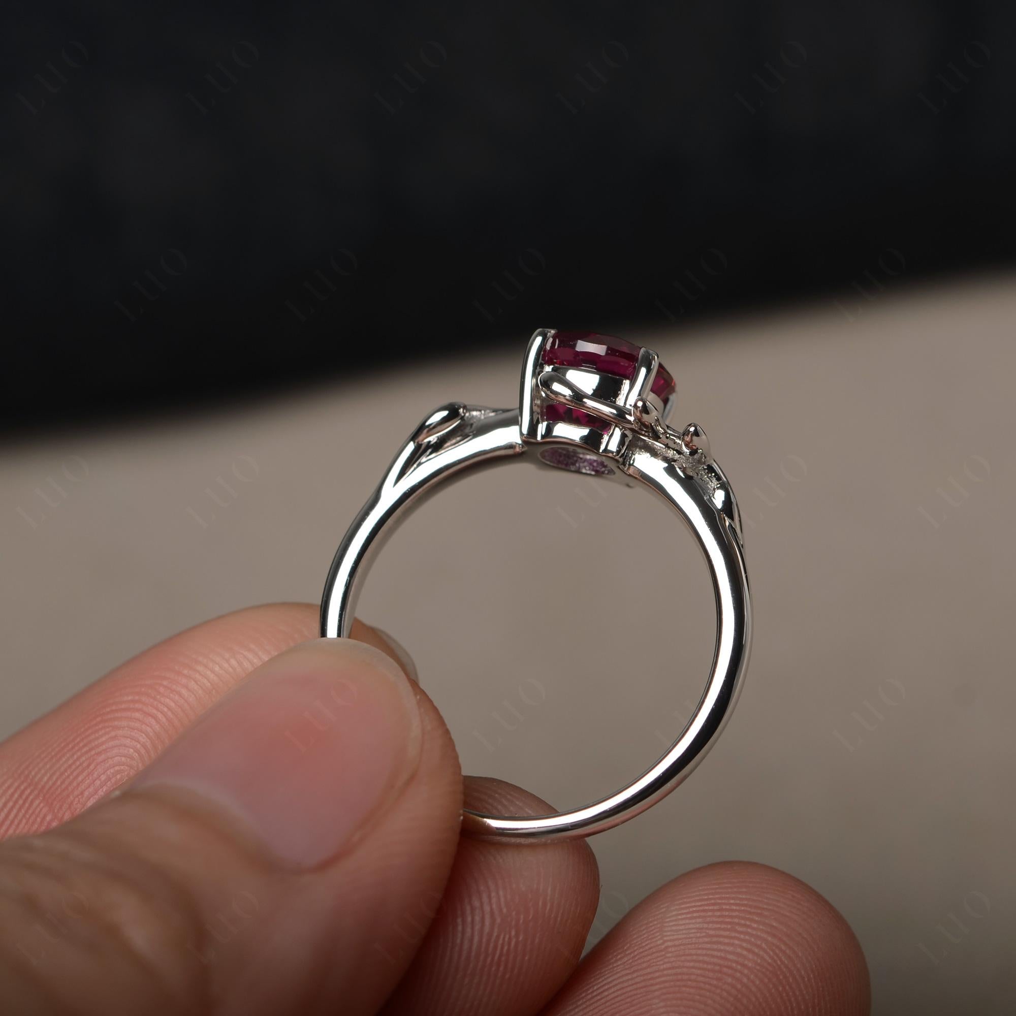 Vine Ruby Solitaire Engagement Ring - LUO Jewelry
