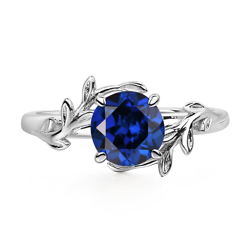 Vine Sapphire Solitaire Engagement Ring - LUO Jewelry #metal_14k white gold