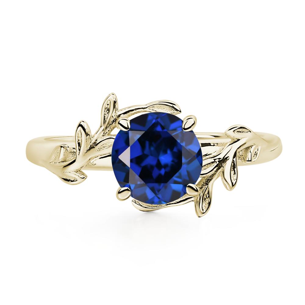 Vine Sapphire Solitaire Engagement Ring - LUO Jewelry #metal_14k yellow gold
