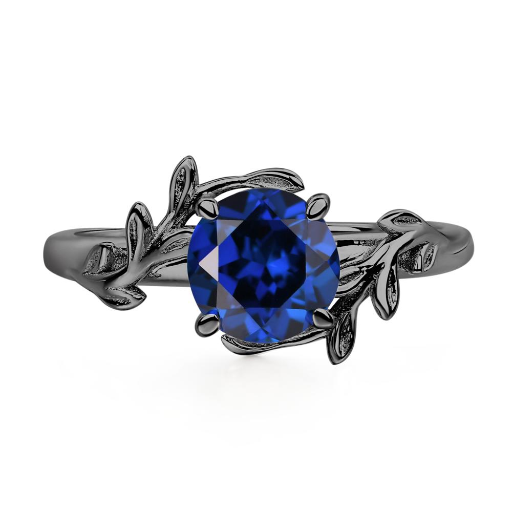 Vine Sapphire Solitaire Engagement Ring - LUO Jewelry #metal_black finish sterling silver