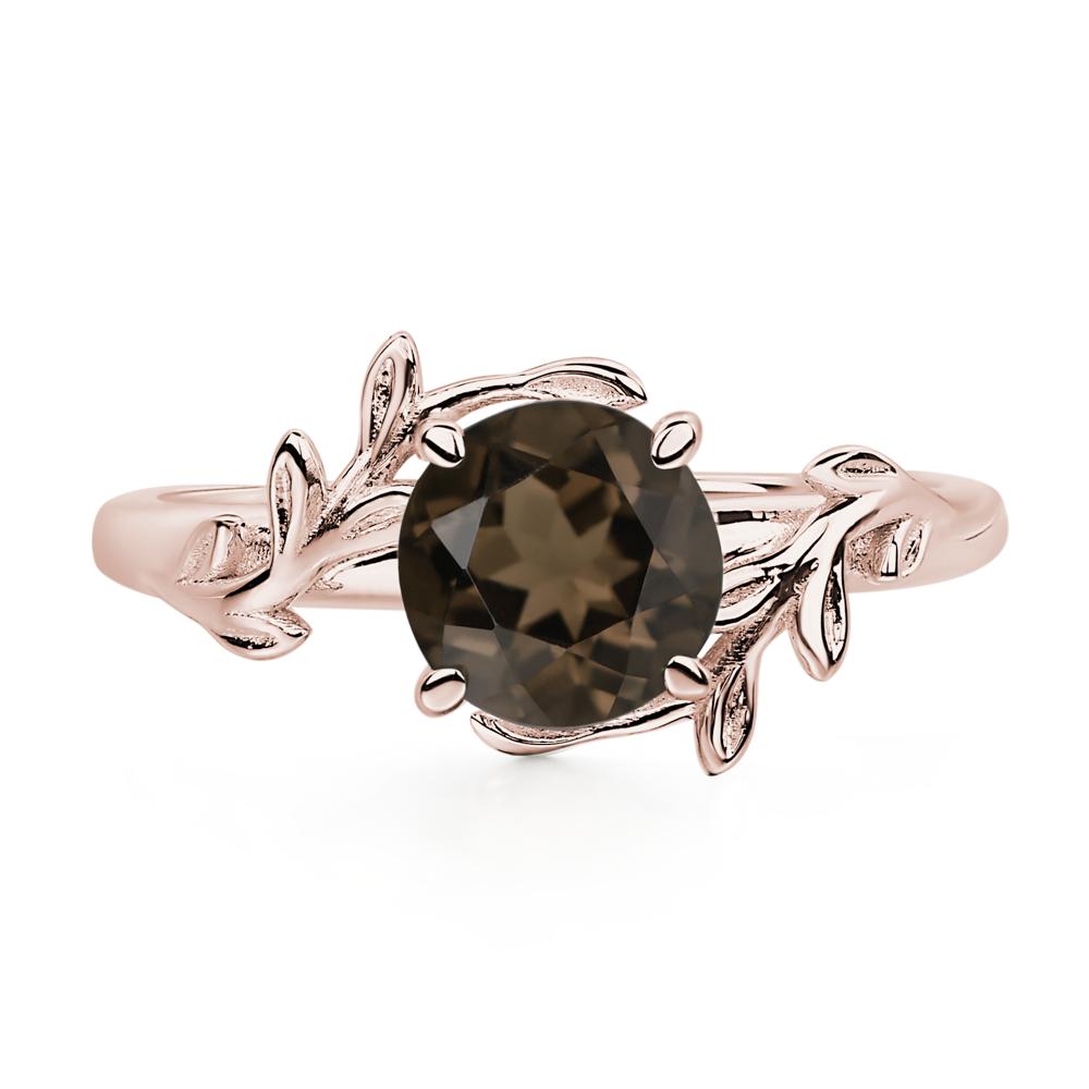 Vine Smoky Quartz Solitaire Engagement Ring - LUO Jewelry #metal_14k rose gold