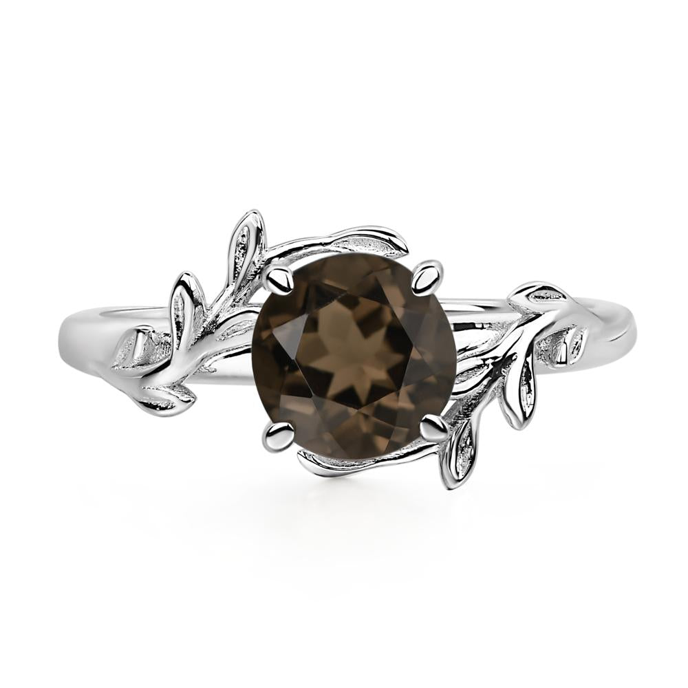 Vine Smoky Quartz Solitaire Engagement Ring - LUO Jewelry #metal_14k white gold