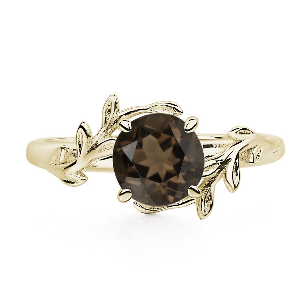 Vine Smoky Quartz Solitaire Engagement Ring - LUO Jewelry #metal_14k yellow gold