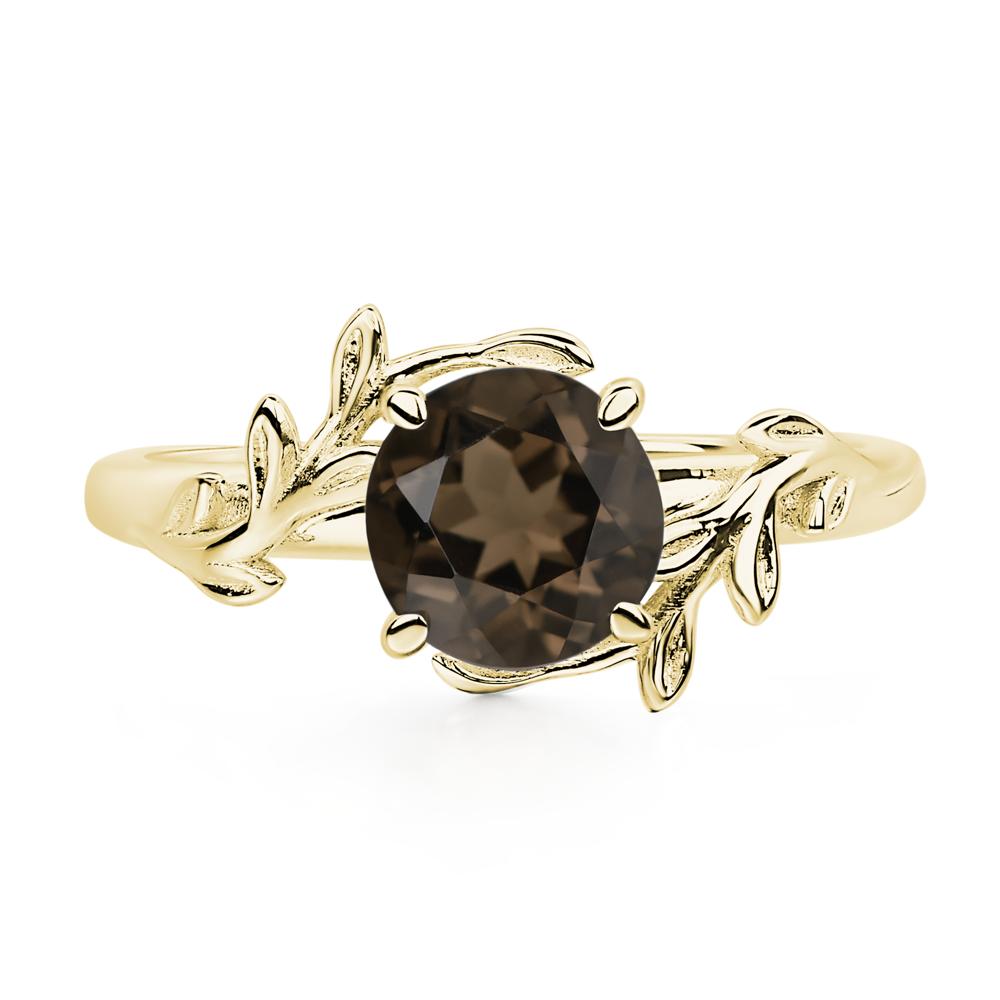 Vine Smoky Quartz Solitaire Engagement Ring - LUO Jewelry #metal_18k yellow gold