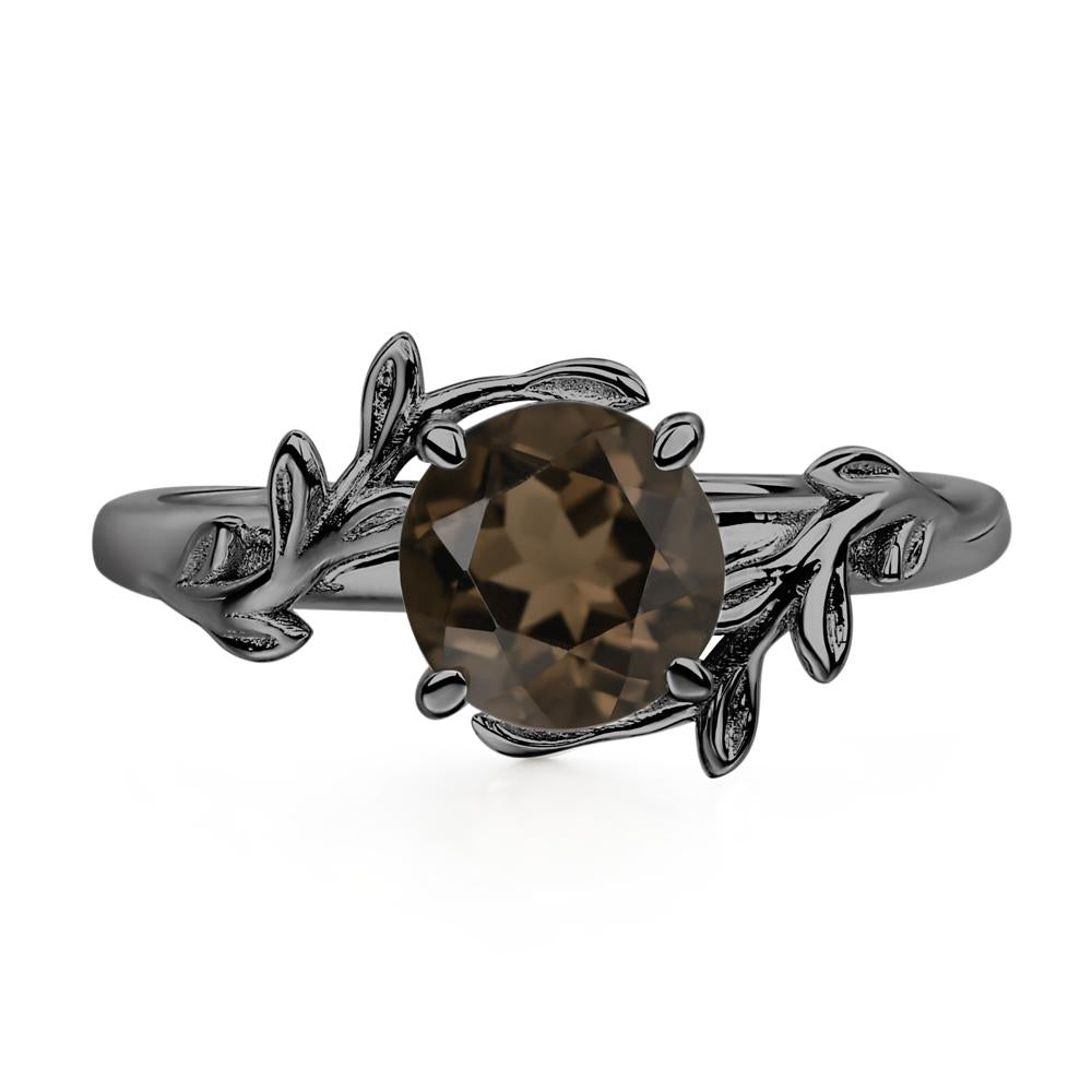Vine Smoky Quartz Solitaire Engagement Ring - LUO Jewelry #metal_black finish sterling silver