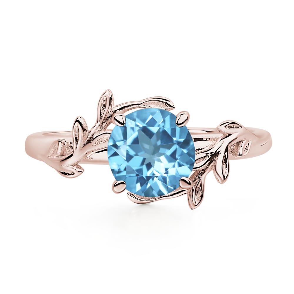 Vine Swiss Blue Topaz Solitaire Engagement Ring - LUO Jewelry #metal_14k rose gold