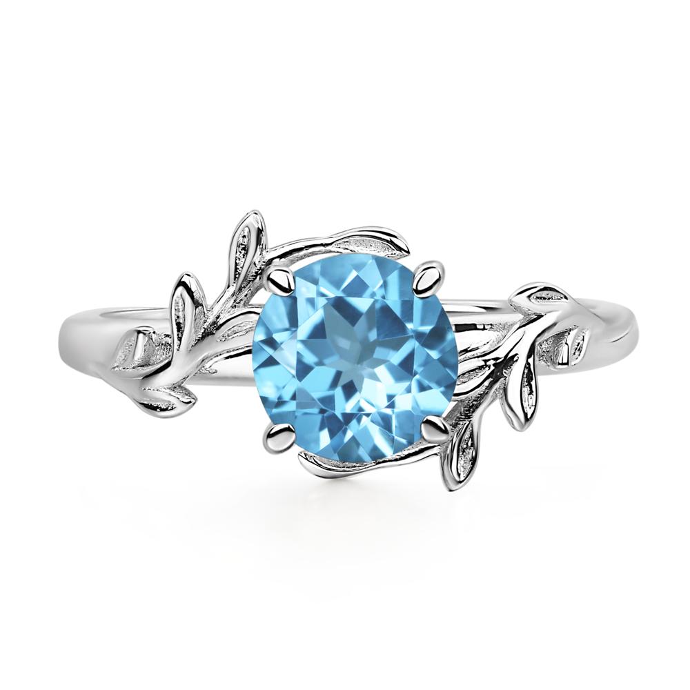 Vine Swiss Blue Topaz Solitaire Engagement Ring - LUO Jewelry #metal_14k white gold