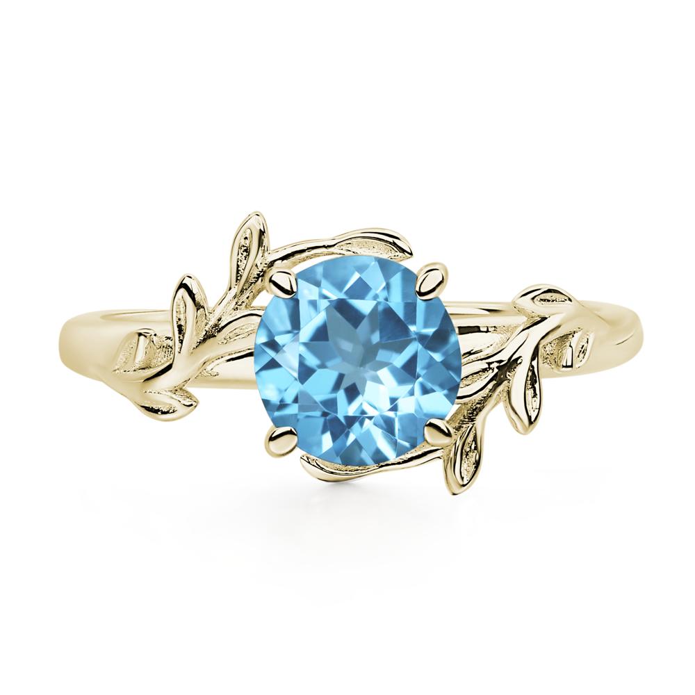 Vine Swiss Blue Topaz Solitaire Engagement Ring - LUO Jewelry #metal_14k yellow gold
