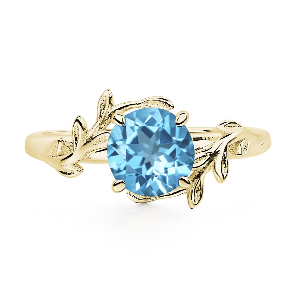 Vine Swiss Blue Topaz Solitaire Engagement Ring - LUO Jewelry #metal_18k yellow gold