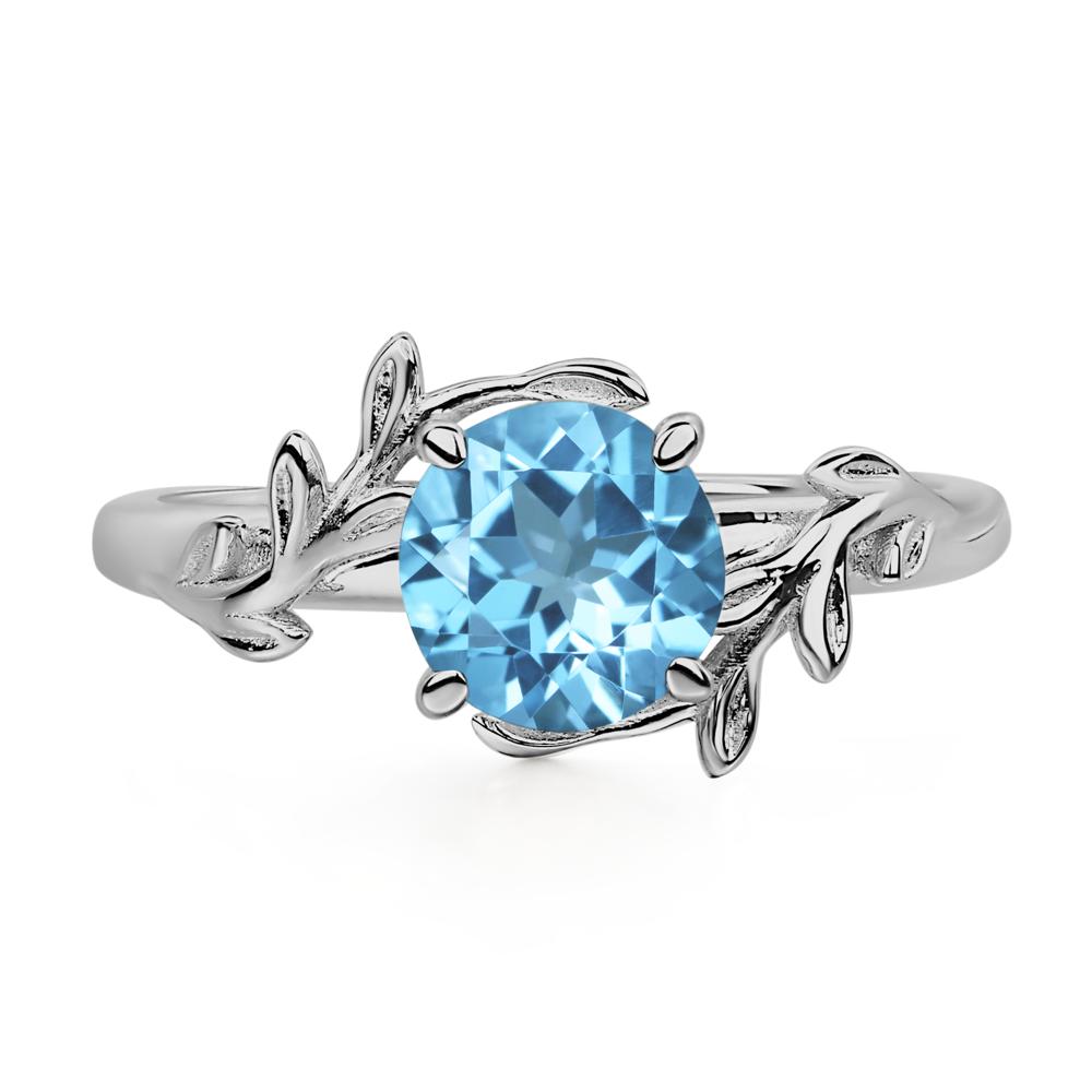 Vine Swiss Blue Topaz Solitaire Engagement Ring - LUO Jewelry #metal_platinum