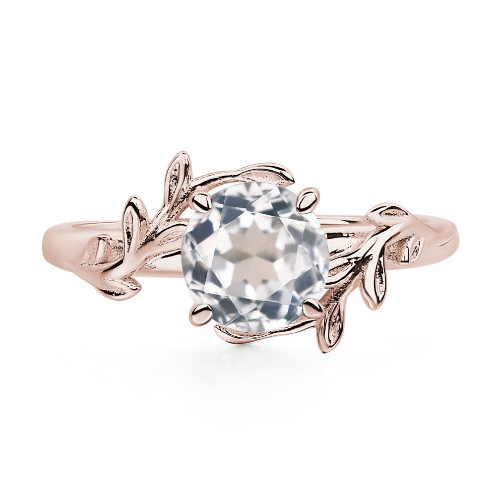 Vine White Topaz Solitaire Engagement Ring - LUO Jewelry #metal_14k rose gold