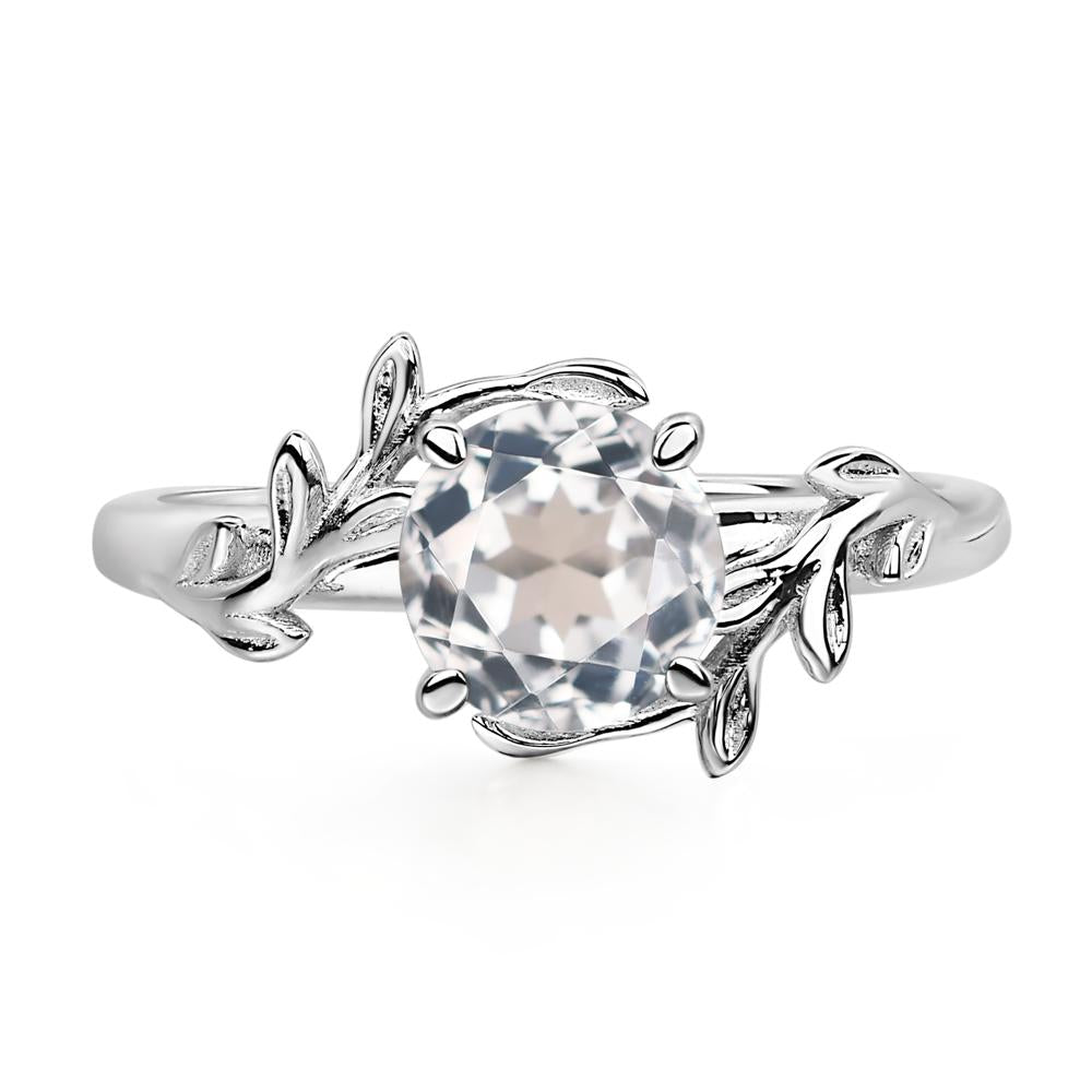 Vine White Topaz Solitaire Engagement Ring - LUO Jewelry #metal_14k white gold