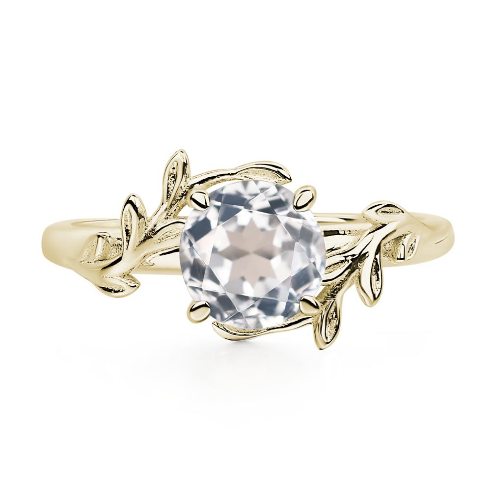 Vine White Topaz Solitaire Engagement Ring - LUO Jewelry #metal_14k yellow gold