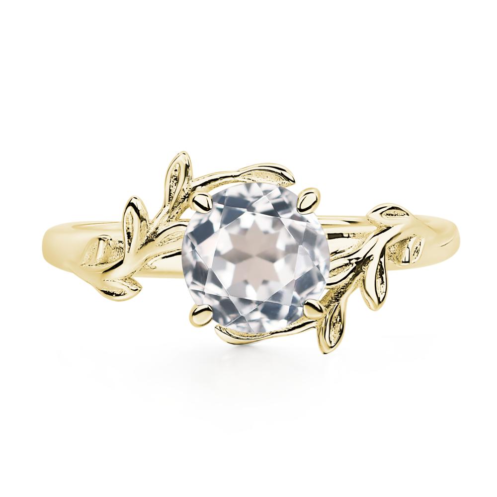 Vine White Topaz Solitaire Engagement Ring - LUO Jewelry #metal_18k yellow gold
