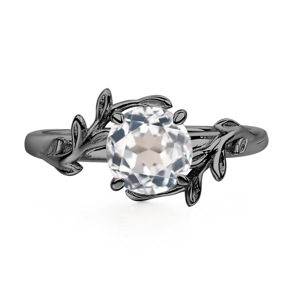 Vine White Topaz Solitaire Engagement Ring - LUO Jewelry #metal_black finish sterling silver