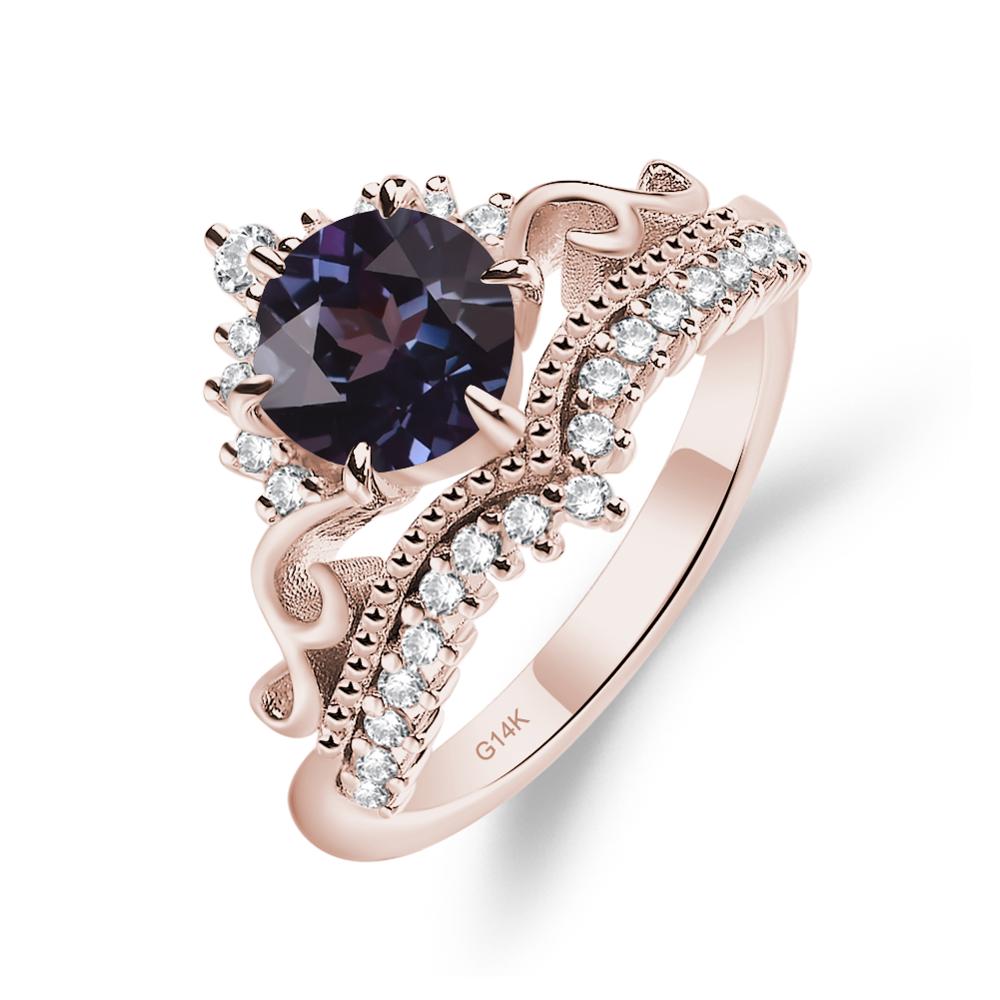 Vintage Lab Alexandrite Cocktail Ring - LUO Jewelry #metal_14k rose gold
