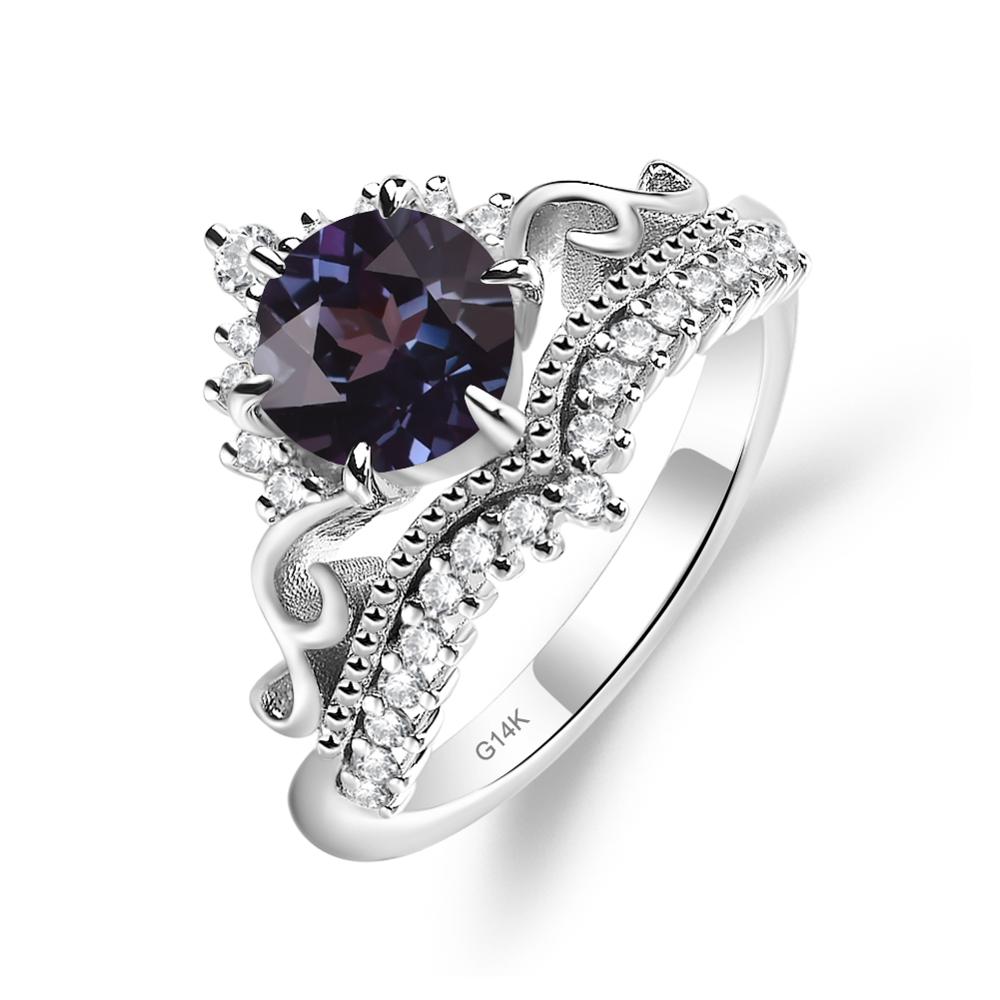Vintage Lab Alexandrite Cocktail Ring - LUO Jewelry #metal_14k white gold