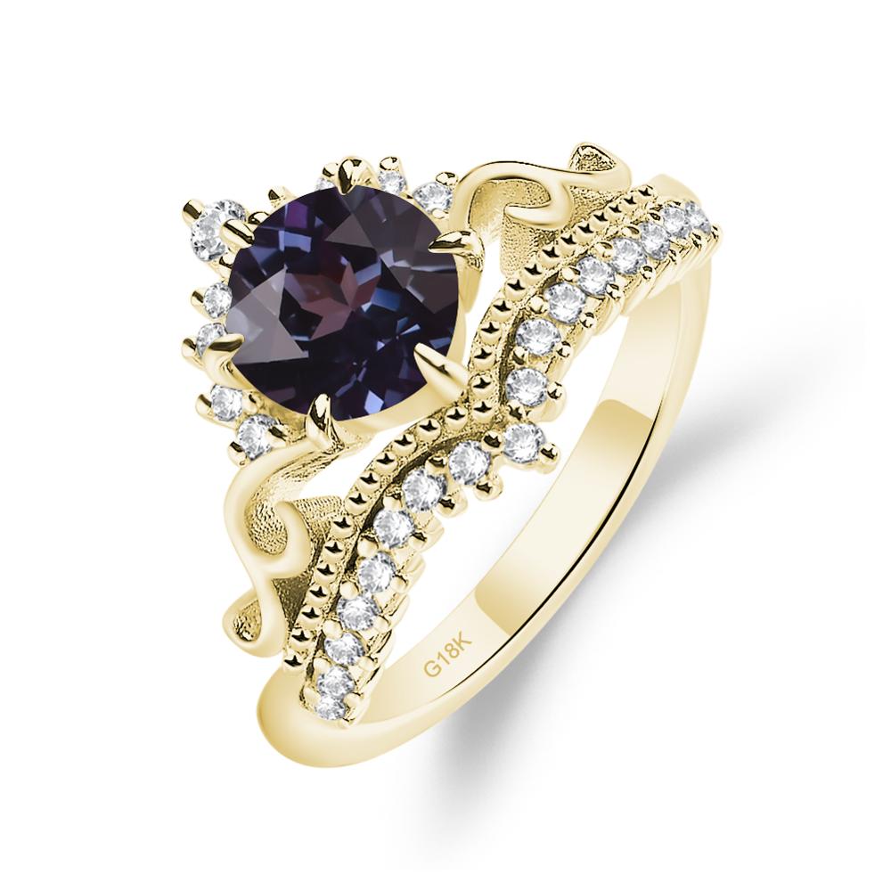 Vintage Lab Alexandrite Cocktail Ring - LUO Jewelry #metal_18k yellow gold