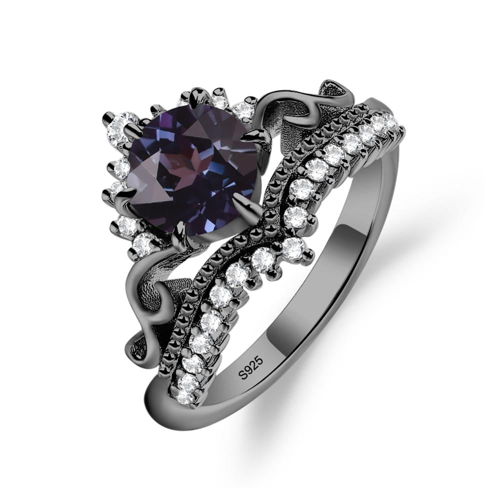 Vintage Lab Alexandrite Cocktail Ring - LUO Jewelry #metal_black finish sterling silver