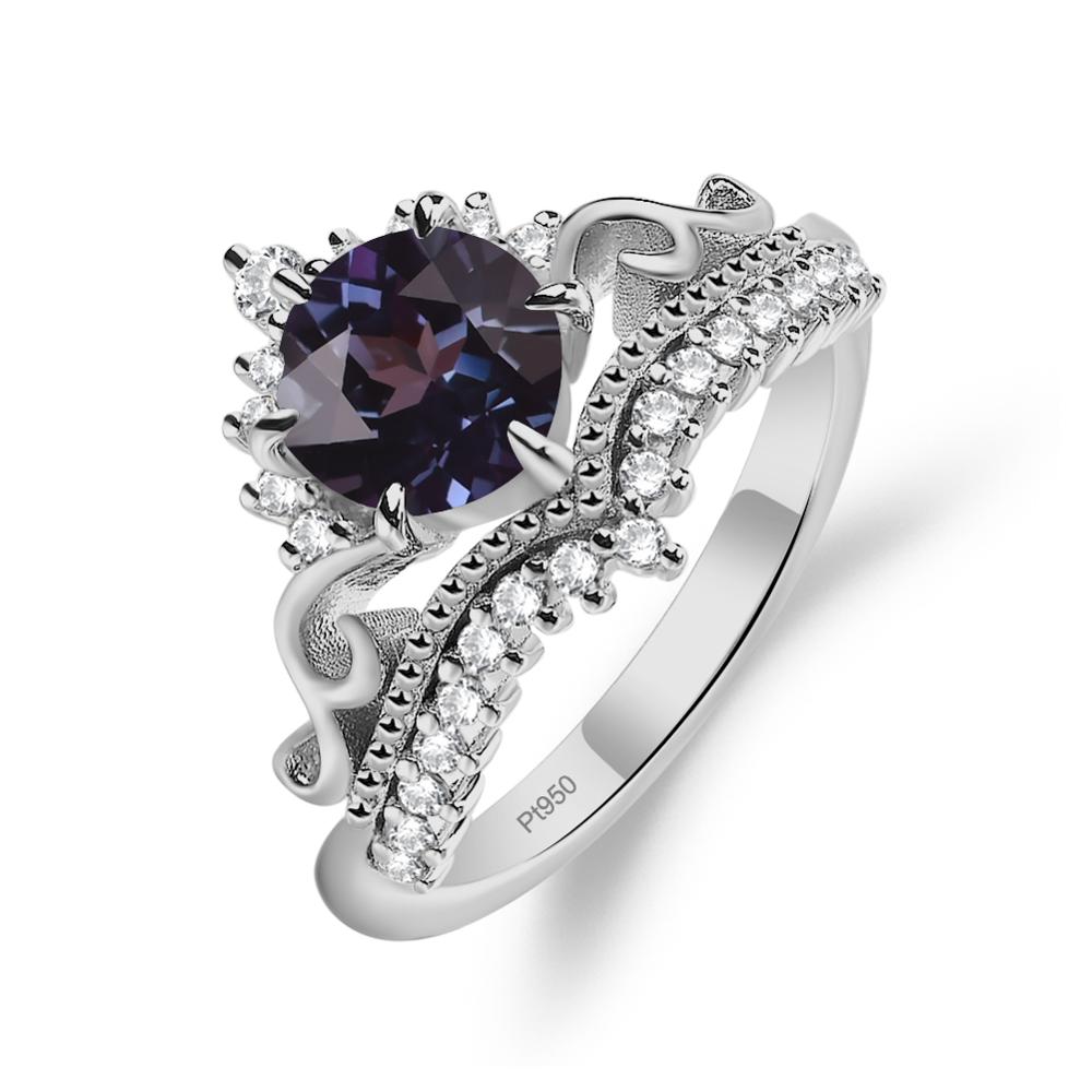 Vintage Lab Alexandrite Cocktail Ring - LUO Jewelry #metal_platinum