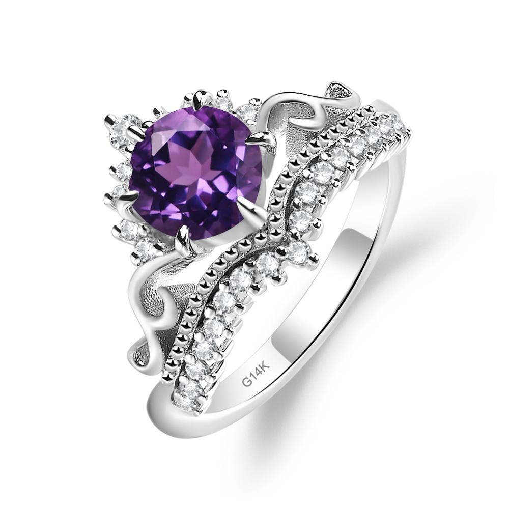 Vintage Amethyst Cocktail Ring - LUO Jewelry #metal_14k white gold