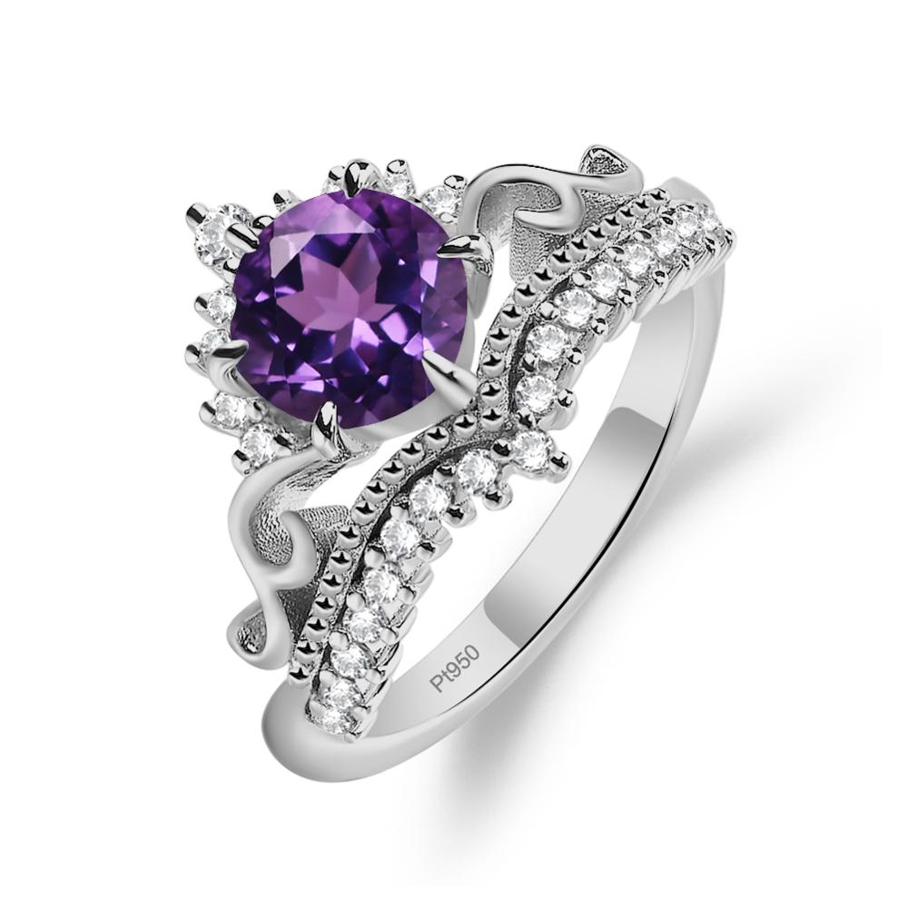 Vintage Amethyst Cocktail Ring - LUO Jewelry #metal_platinum