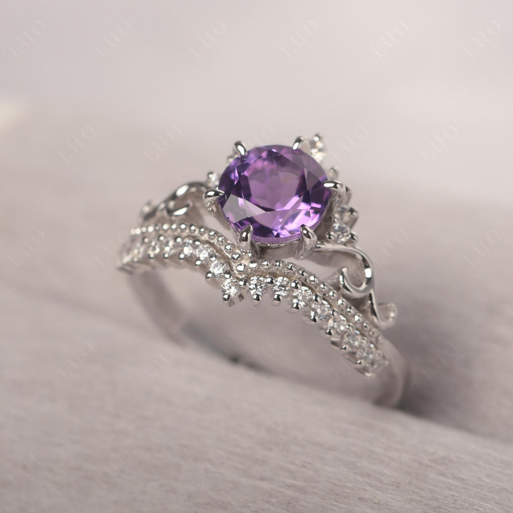 Vintage Amethyst Cocktail Ring Yellow Gold - LUO Jewelry