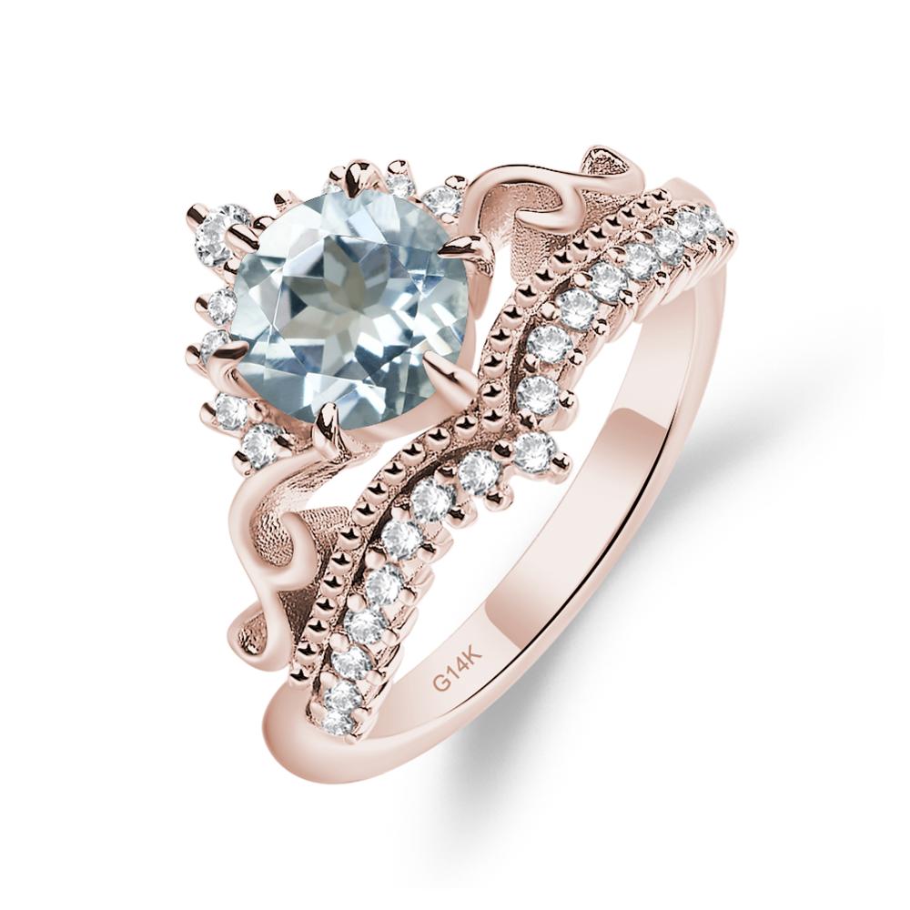 Vintage Aquamarine Cocktail Ring - LUO Jewelry #metal_14k rose gold