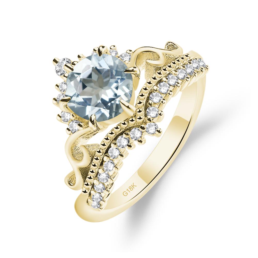 Vintage Aquamarine Cocktail Ring - LUO Jewelry #metal_18k yellow gold