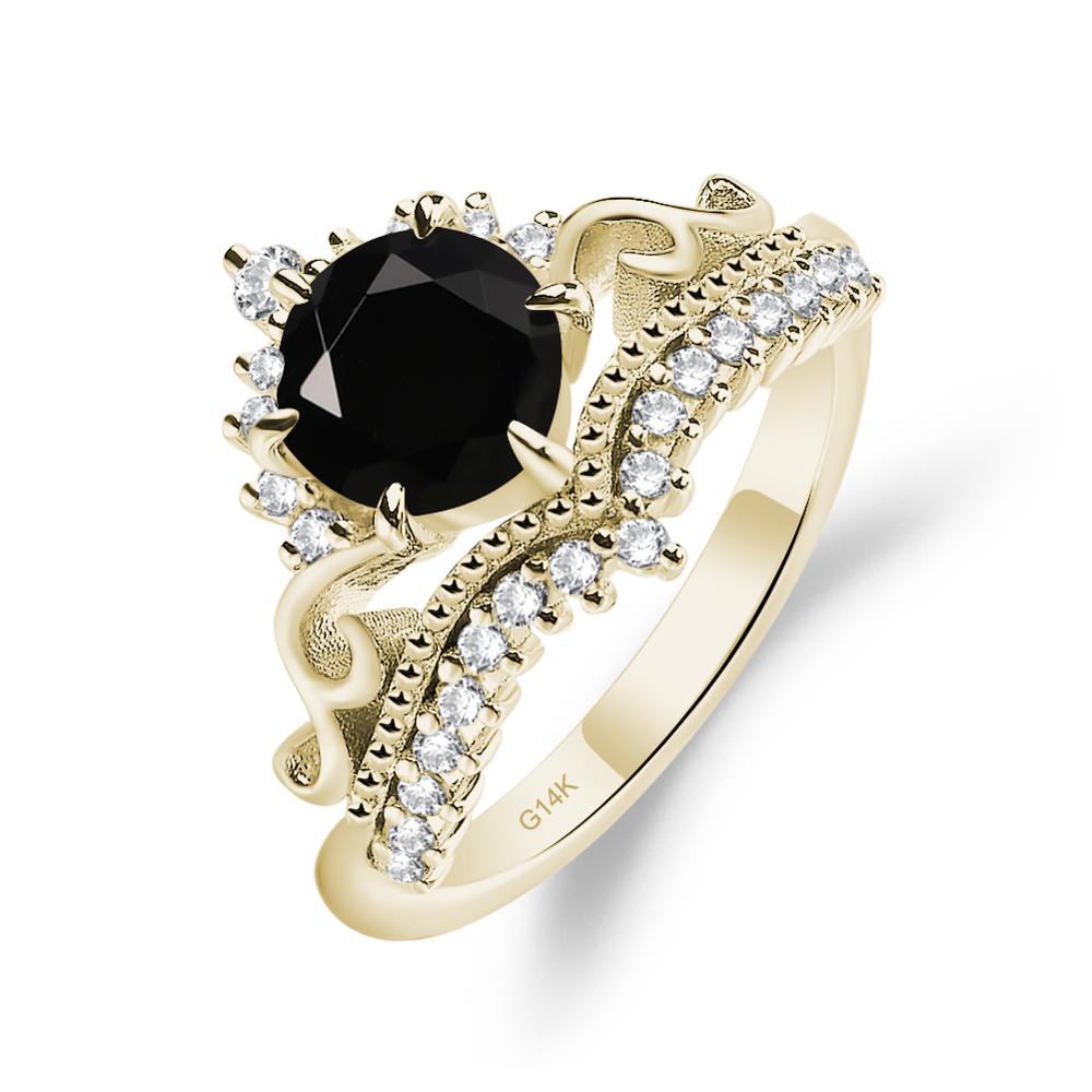 Vintage Black Stone Cocktail Ring - LUO Jewelry #metal_14k yellow gold