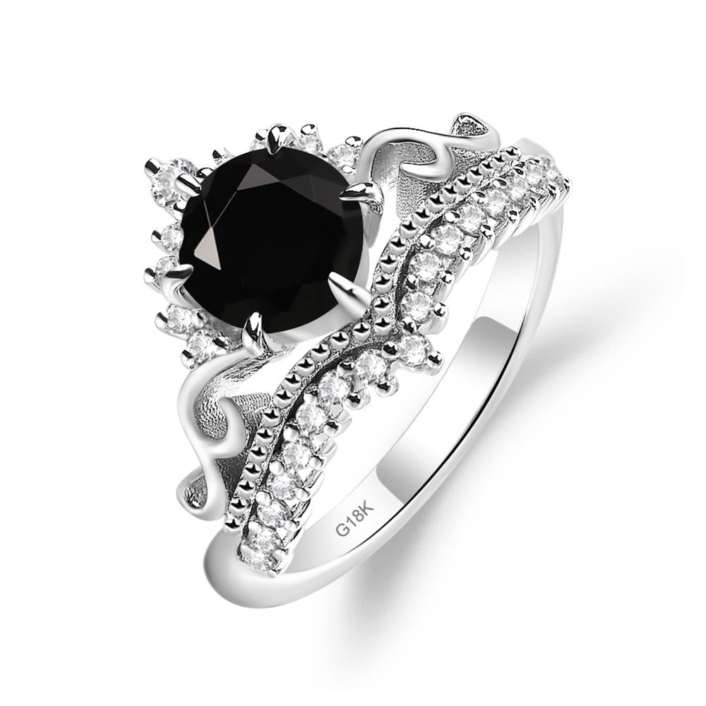 Vintage Black Stone Cocktail Ring - LUO Jewelry #metal_18k white gold