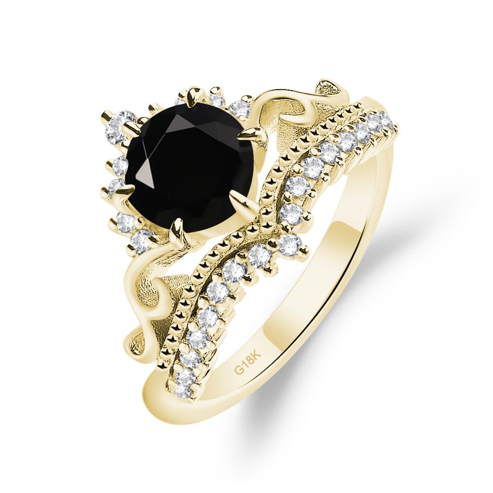 Vintage Black Stone Cocktail Ring - LUO Jewelry #metal_18k yellow gold