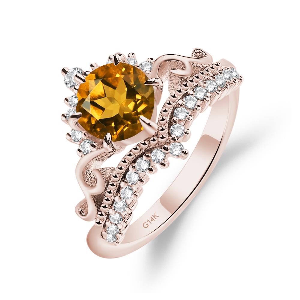 Vintage Citrine Cocktail Ring - LUO Jewelry #metal_14k rose gold