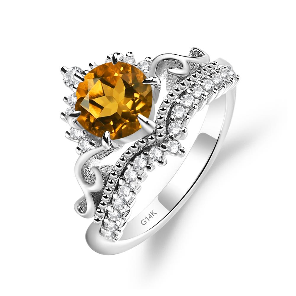 Vintage Citrine Cocktail Ring - LUO Jewelry #metal_14k white gold