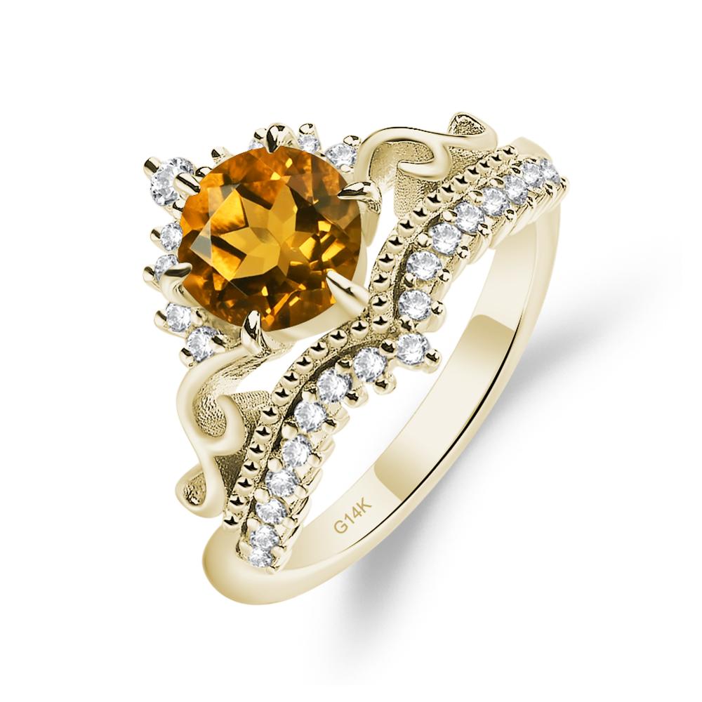 Vintage Citrine Cocktail Ring - LUO Jewelry #metal_14k yellow gold