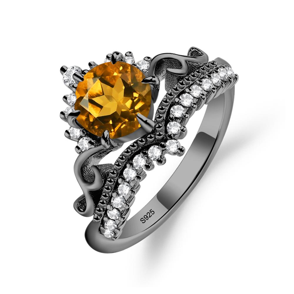Vintage Citrine Cocktail Ring - LUO Jewelry #metal_black finish sterling silver