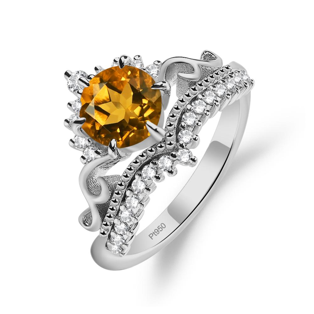 Vintage Citrine Cocktail Ring - LUO Jewelry #metal_platinum