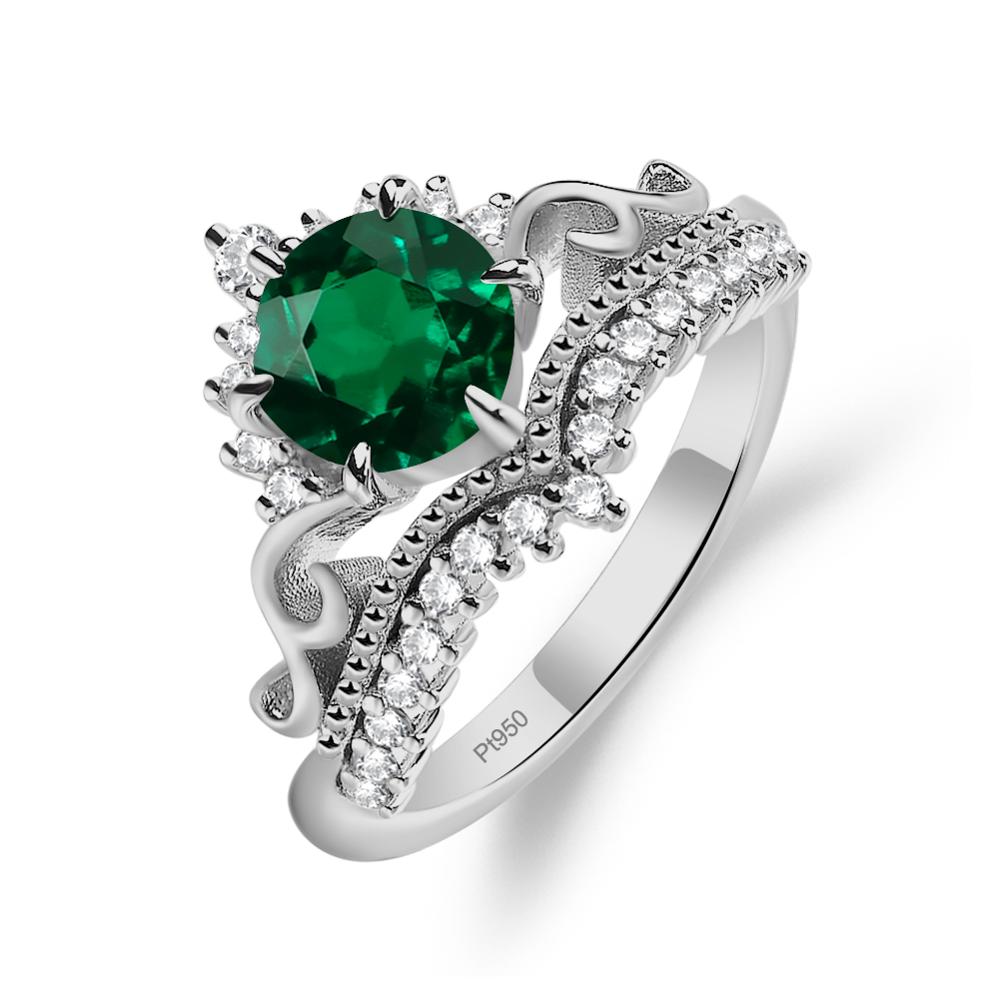 Vintage Lab Created Emerald Cocktail Ring - LUO Jewelry #metal_platinum