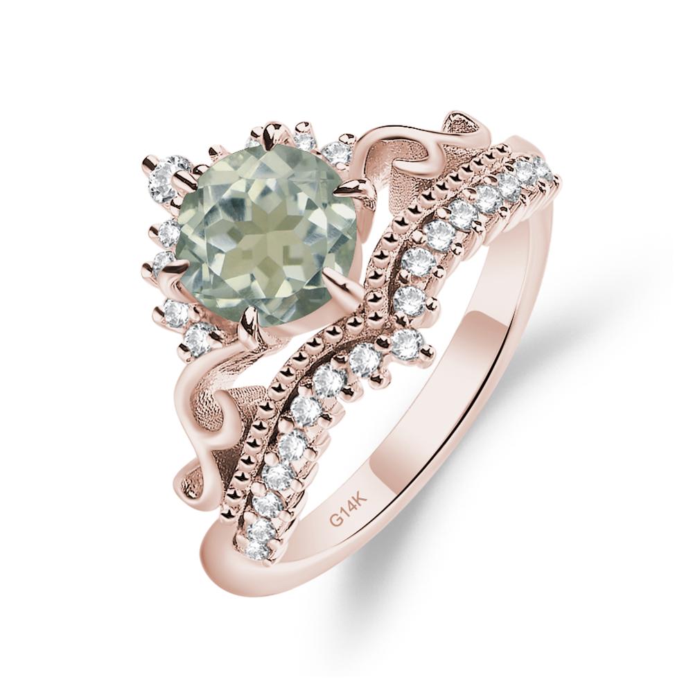 Vintage Green Amethyst Cocktail Ring - LUO Jewelry #metal_14k rose gold