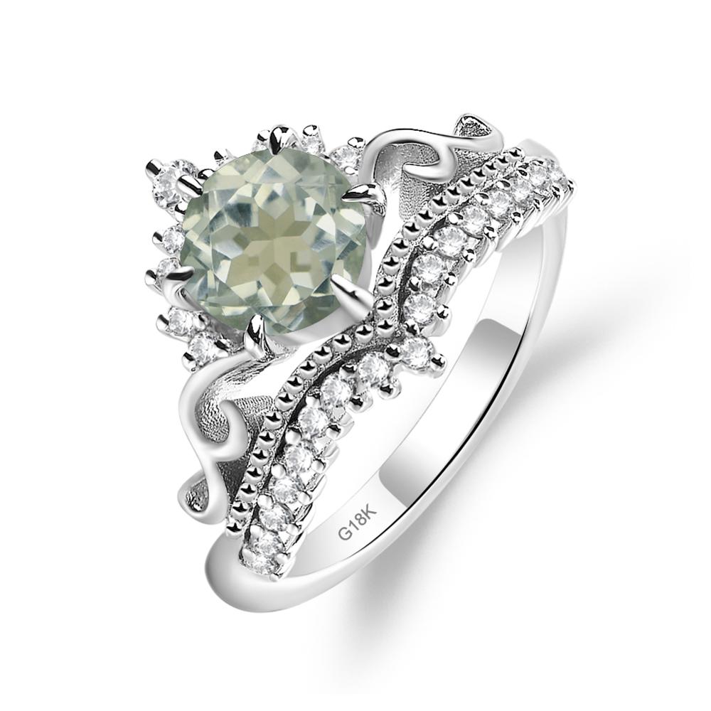 Vintage Green Amethyst Cocktail Ring - LUO Jewelry #metal_18k white gold