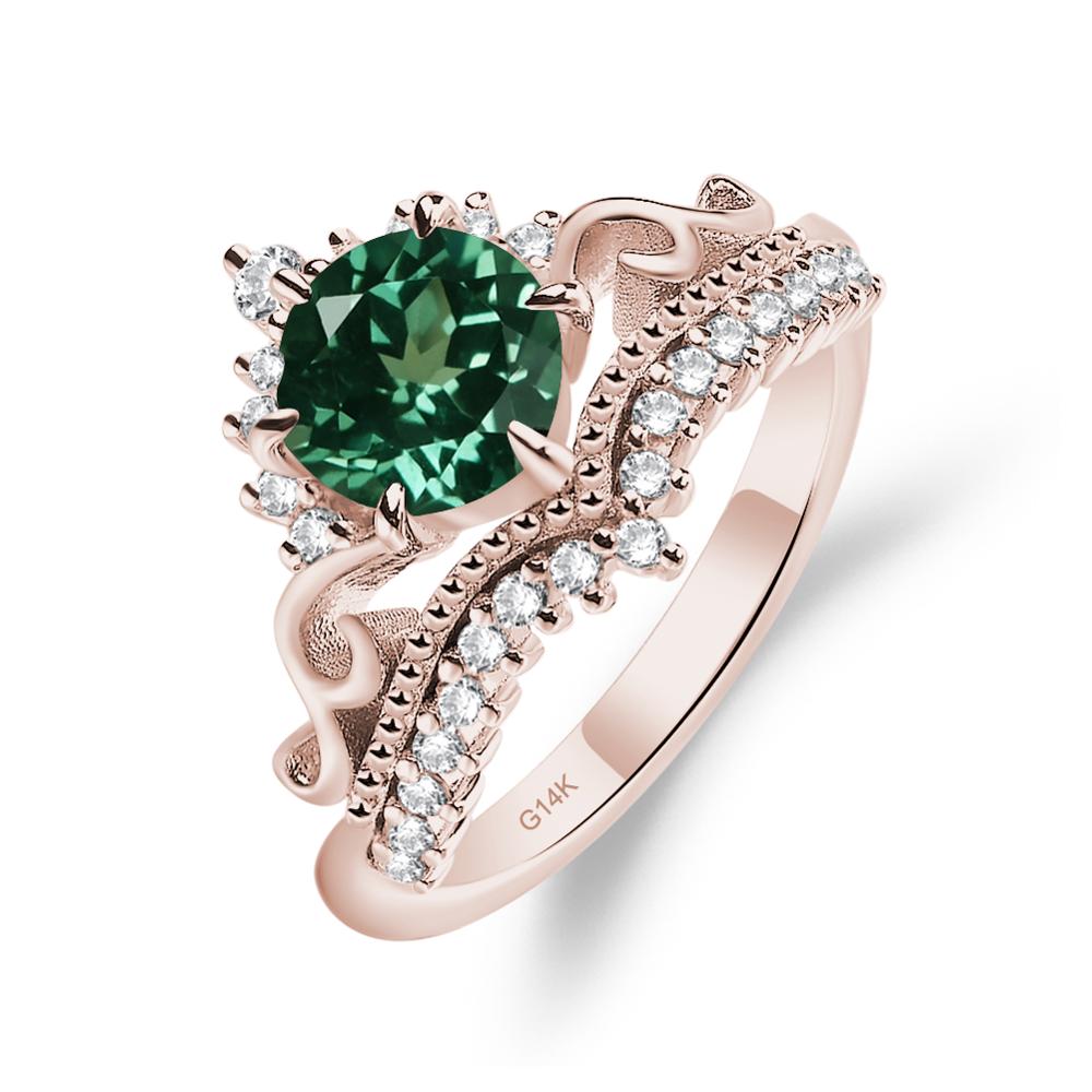 Vintage Lab Green Sapphire Cocktail Ring - LUO Jewelry #metal_14k rose gold