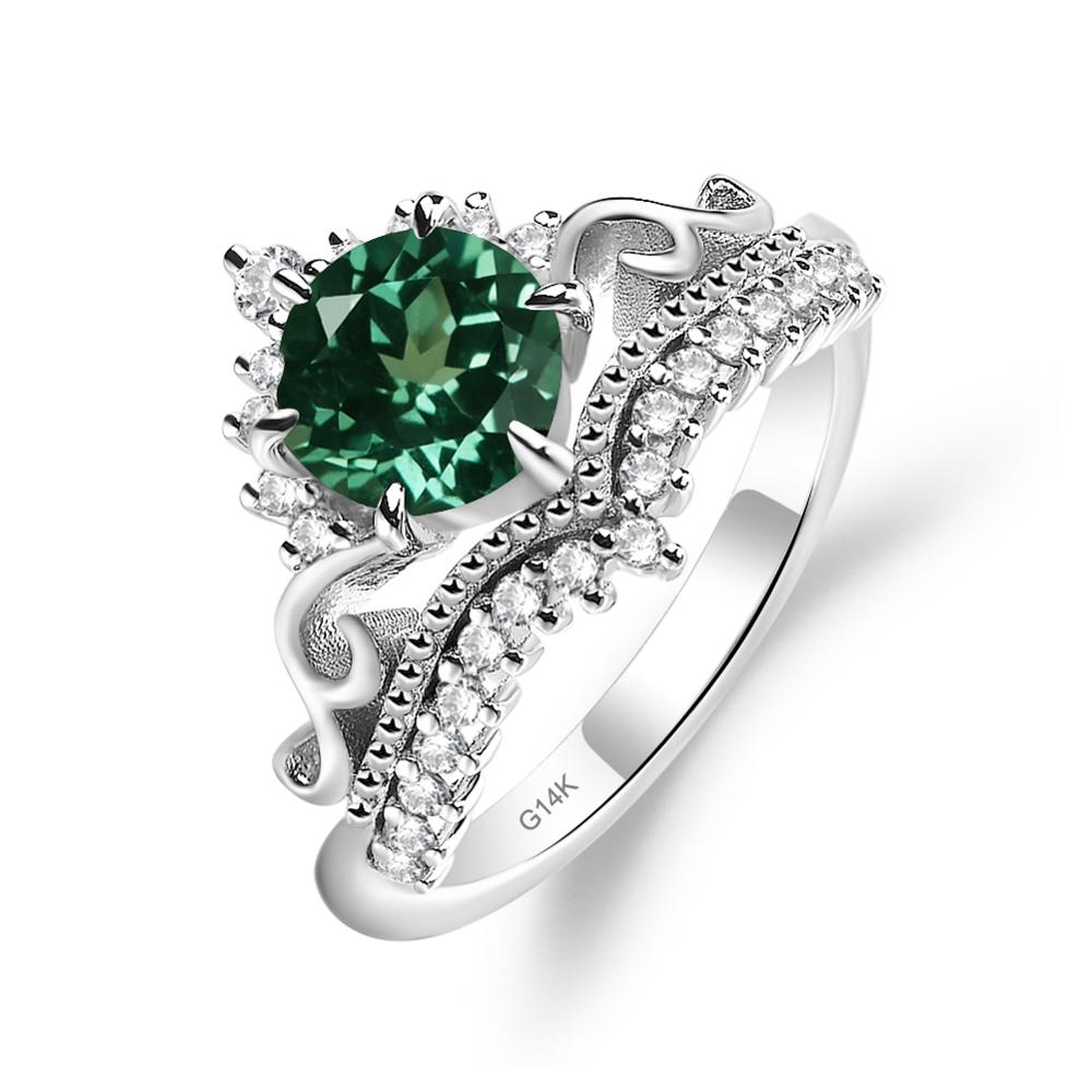 Vintage Lab Green Sapphire Cocktail Ring - LUO Jewelry #metal_14k white gold