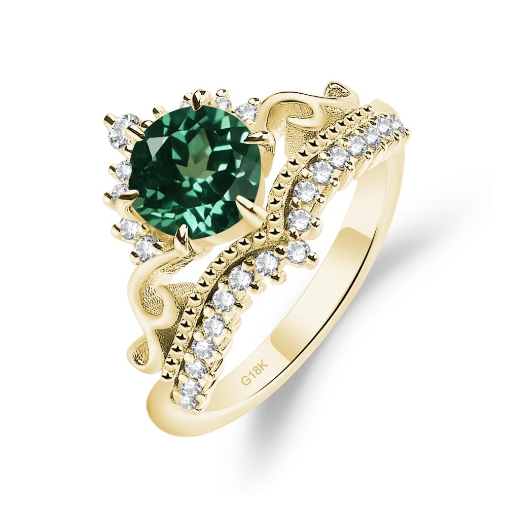 Vintage Lab Green Sapphire Cocktail Ring - LUO Jewelry #metal_18k yellow gold