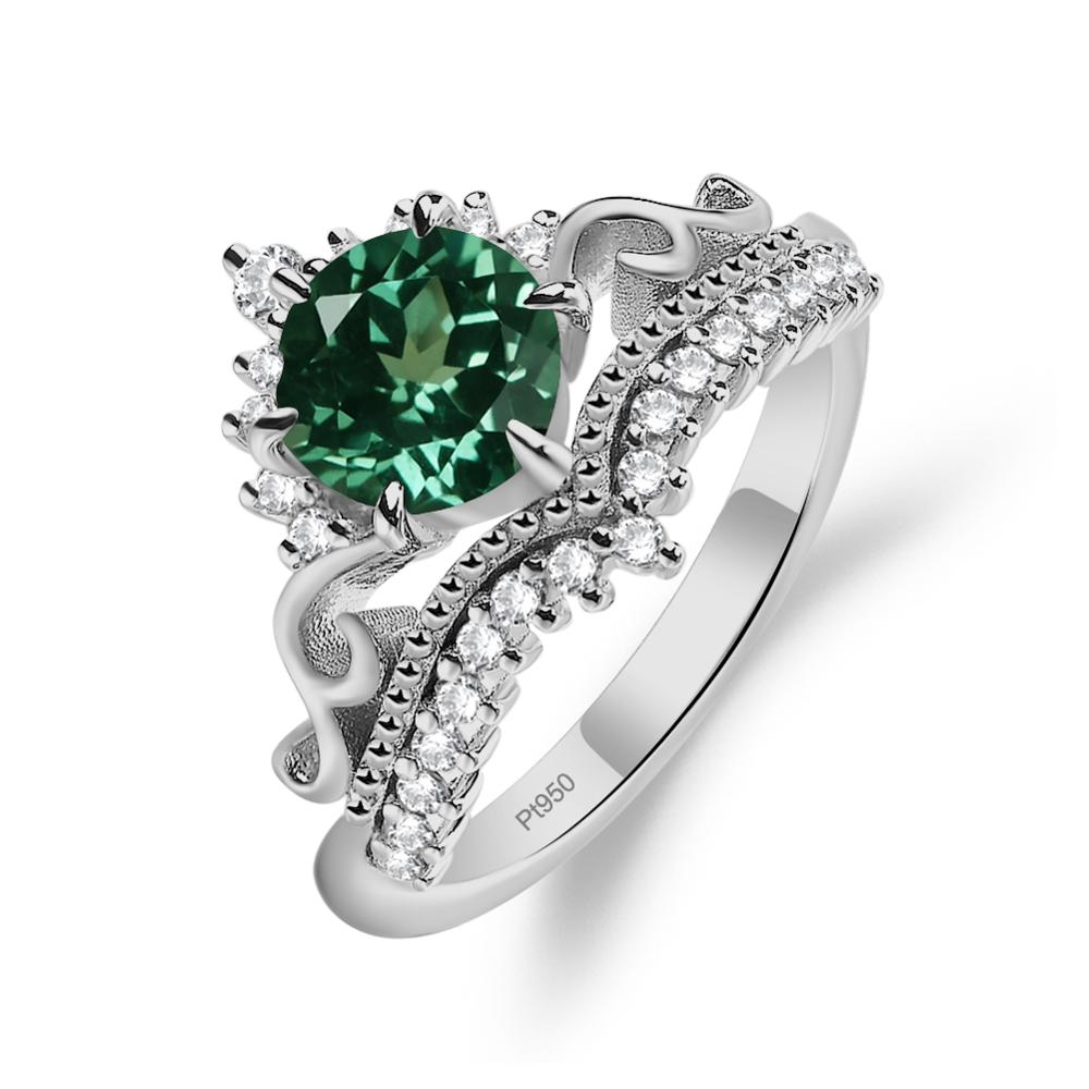 Vintage Lab Green Sapphire Cocktail Ring - LUO Jewelry #metal_platinum