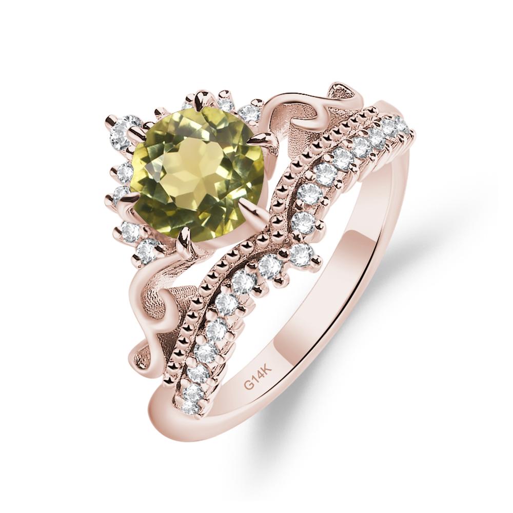 Vintage Lemon Quartz Cocktail Ring - LUO Jewelry #metal_14k rose gold
