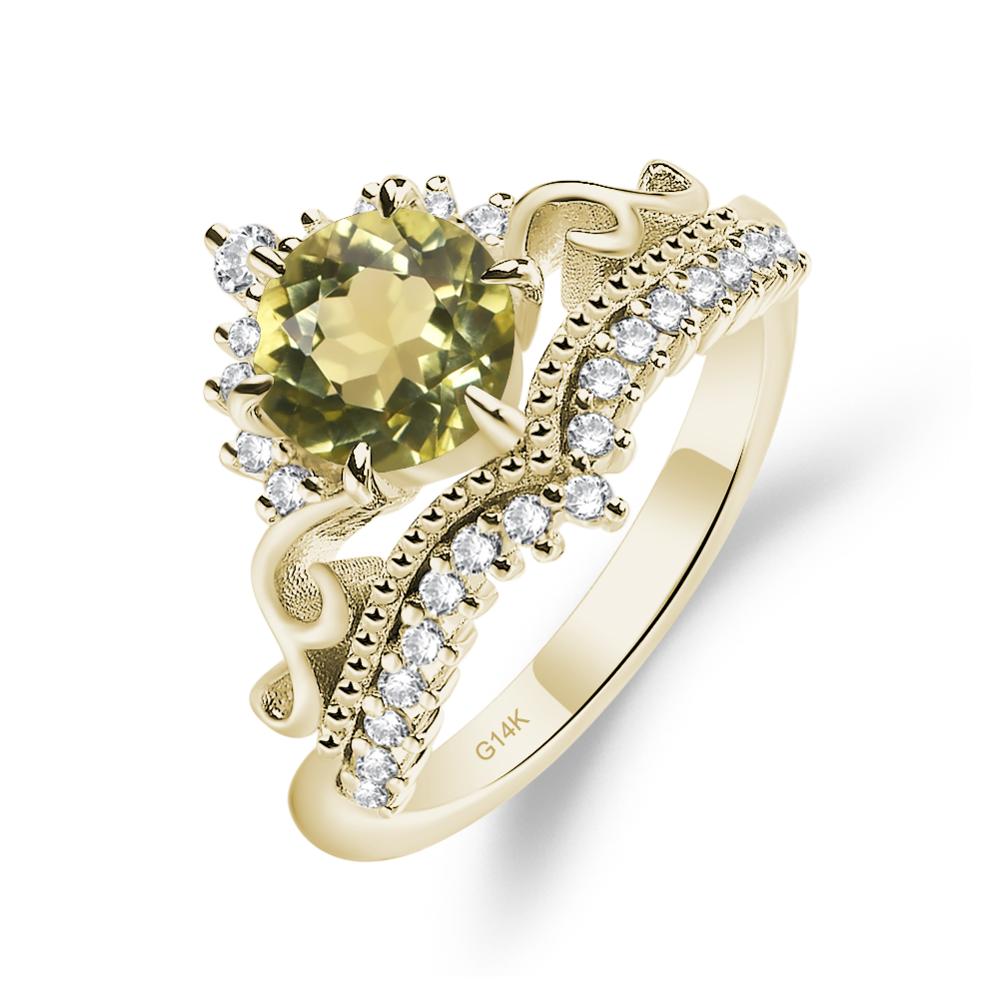 Vintage Lemon Quartz Cocktail Ring - LUO Jewelry #metal_14k yellow gold