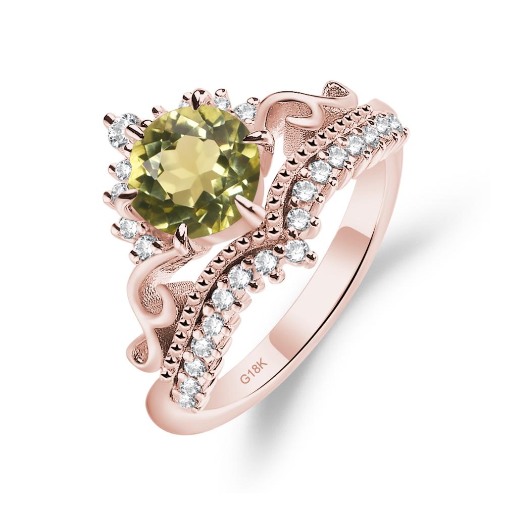 Vintage Lemon Quartz Cocktail Ring - LUO Jewelry #metal_18k rose gold